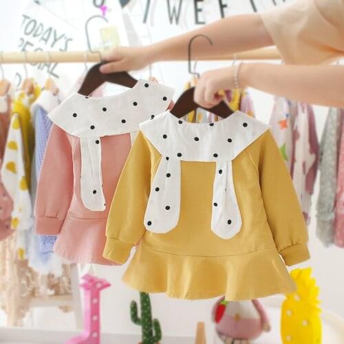 Spring Autumn Baby Girls Long Sleeve Cute Princess Dress Baby Rabbit Eared Infant Dress Kids Baby girl cloths