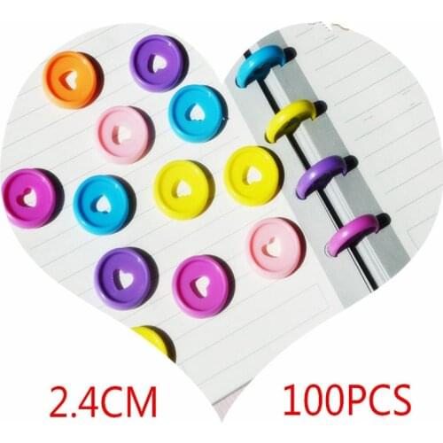 100 PCS 24mm notebook plastic binder ring binder buckle DIY 360 degree rotating mushroom hole color learning binding supplies