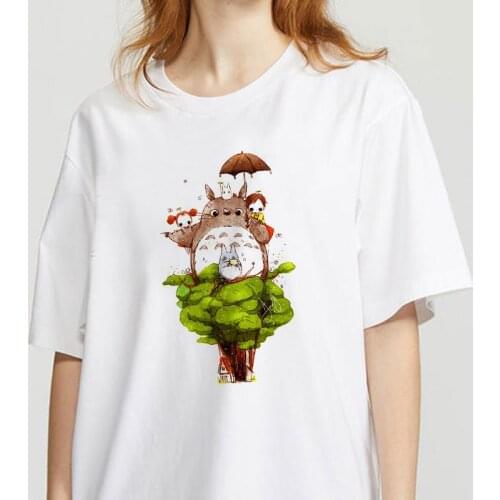 Studio Ghibli Viper Japanese cartoon anime women T-shirt Neighbor Totoro spirit leaves T-shirt short sleeve Miyazaki clothing