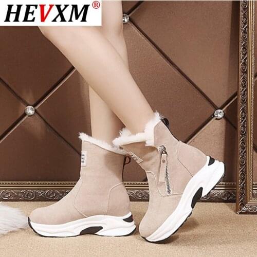 Women Ankle Boots Faux Fur Platform Zipper Ladies Short Boots Plush Warm Winter Pu Leather Female Footwear 2020