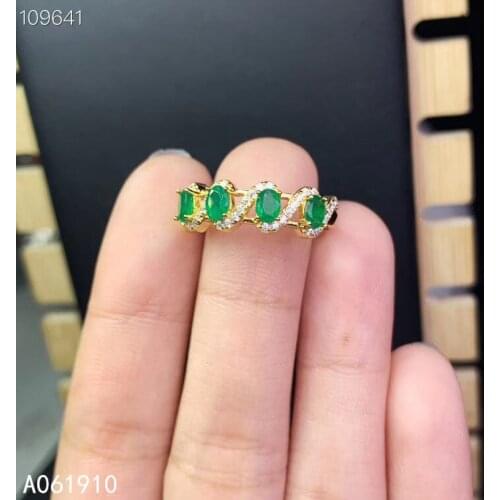 KJJEAXCMY fine jewelry 925 sterling silver inlaid natural emerald popular female ring support detection fashion