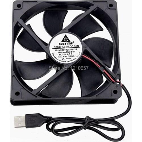 1pieces Gdstime DC 5V USB 12cm 120mm x 25mm 12025 PC Computer Case Exhaust Cooling Fan Ball Bearing