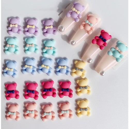 10 Pcs 3D Manicure Nail Jewelry Accessories Cute Cartoon Mini Resin Bear DIY Nail Art Decorative Nail Ornaments Accessories