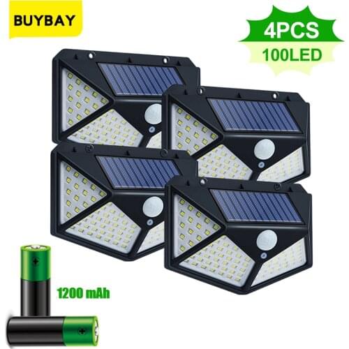 100LED Solar Lamp 3 Mode Lighting PIR Motion Sensor Wall Light Outdoor Waterproof For Garden New Year Street Lamp Decoration