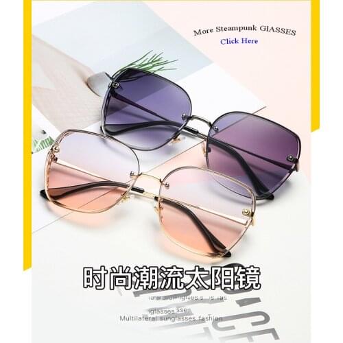 2020 Gradient Rimless Retro Square Punk Vintage Sunglasses Steampunk Women UV400 Metal Glasses