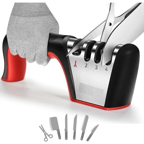 4-Stage Knife Sharpener Professional Whetstone Tungsten Diamond Sharpening Stone Kitchen Knives Scissors Grinder Sharpener Tool