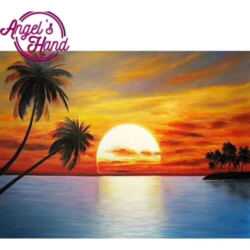 New 5D DIY Diamond Painting Needlework Embroidery Beautiful Sunset Picture Cross Stitch Round&spuare Rhinestone Home Decor Gift