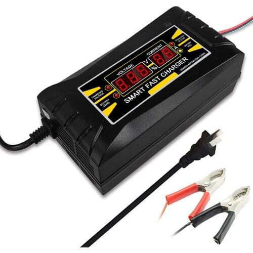 Car Battery Fast Charger 12V 10A Lead Acid/GEL Battery Charger With Display Fast Charge - EU Plug/US Plug Black