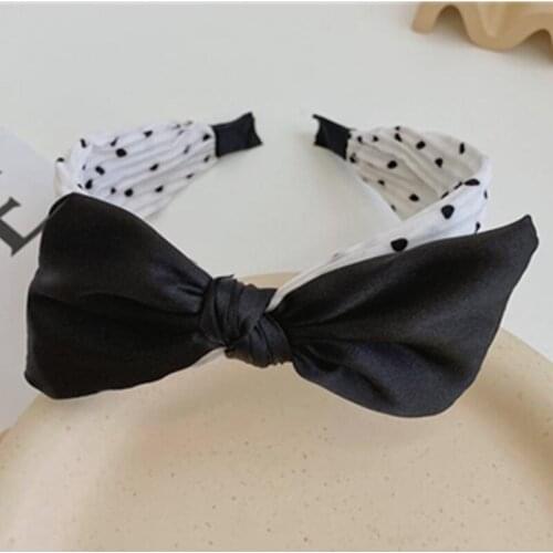 Black Bow Knotted Center Headband for Women New Hair Accessories Wide Bowknot Head Band Face Wash Headwear Adults Bow Hairband