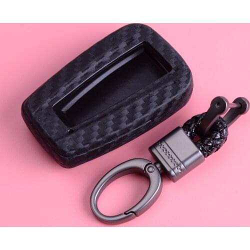 Black Carbon Fiber Style Silicone Remote Key Shell Case Fob Keychain fit for Toyota Camry CHR Avalon RAV4