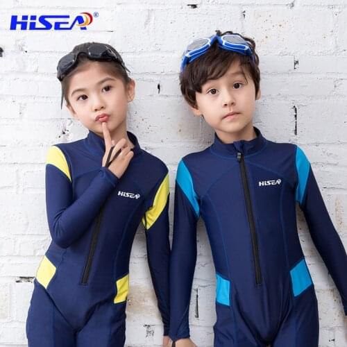 Childrens wetsuit one-piece long-sleeved boy and girl sunscreen swimsuit swimming wetsuit 5-30kg childrens swimsuit