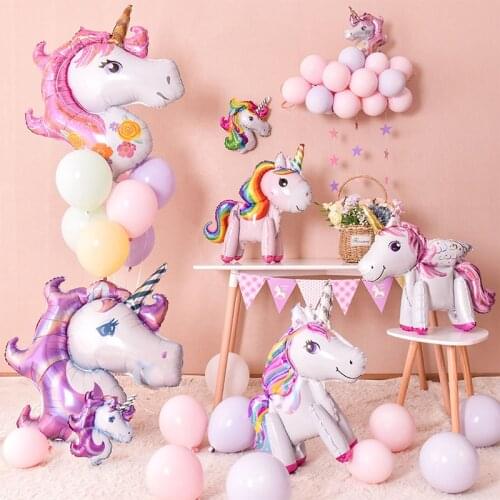 Unicorn Balloons Supply Happy Birthday Party Decoration Foil Balloon Globos Balony Banner Streamer Baby Shower Balloons Kid Toys
