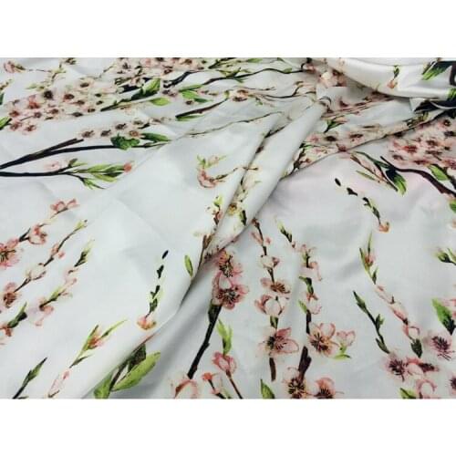 European brand classic digital printing fabric, peach blossom pattern, sewing fabric factory shop not out of stock