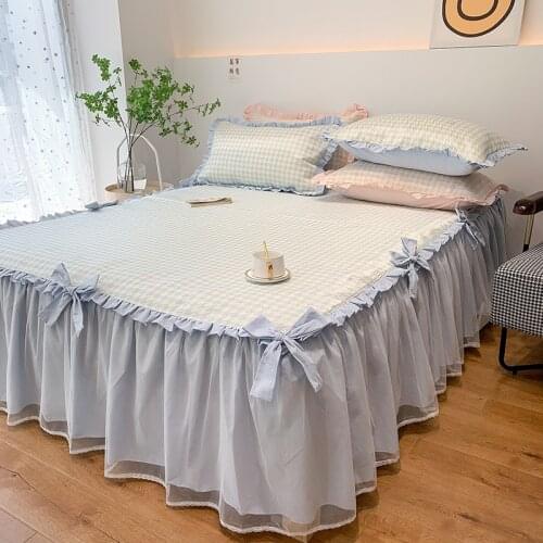 Smooth bed skirt cover cushion breathable sleep cushion with elastic pillowcase non-slip summer cooling bed protection cushion