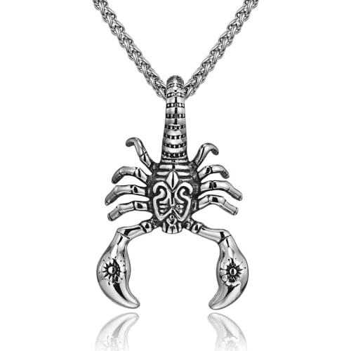 Gothic Style Poisonous Scorpion Gecko Pendant Animal Insect Necklaces for Men Punk Hip-Hop Jewelry Stainless Steel Chain 24