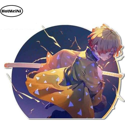 HotMeiNi 13cm x 10.3cm for Demon Slayer Zenitsu Vinyl Car Stickers Laptop Motorcycle Waterproof Occlusion Scratch Decal