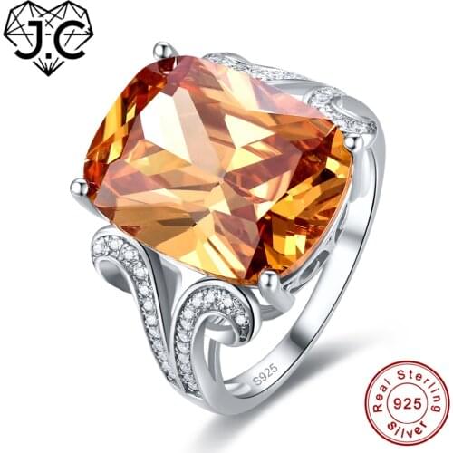 J.C 12*16 mm Big Morganite & Amethyst White Topaz Solid 925 Sterling Silver Ring Size 6 7 8 9 Honourable Women Fine Jewelry Gift