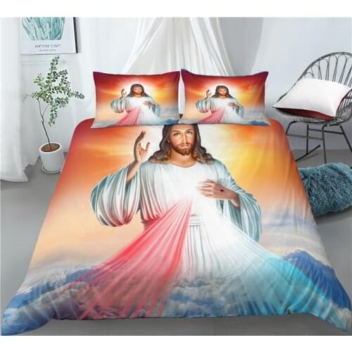 Home Living Luxury 3D Jesus God Print 2/3Pcs Comfortable Duvet Cover PillowCase Bedding Sets Queen and King EU/US/AU Size