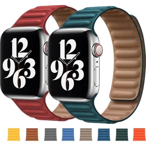 Leather Loop Strap For Apple watch band 44mm 40mm 42mm 38 mm Magnetic bracelet belt correa for iWatch seires 5 4 3 6 SE straps