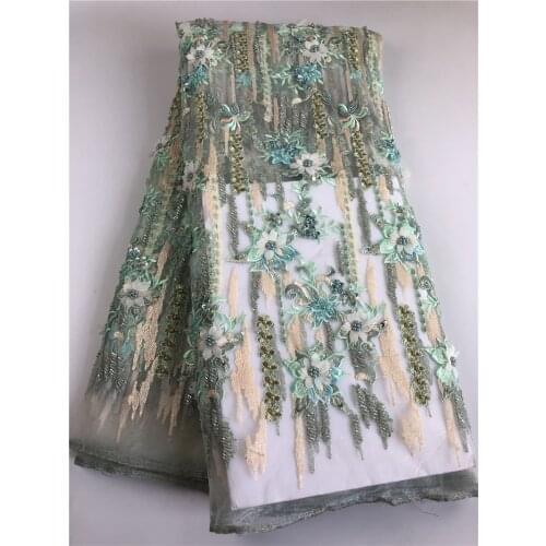 Nigerian Net Lace Fabrics Hot Selling Embroidered African Tulle Lace Mesh Lace Fabrics For Party Evening Dress H0160