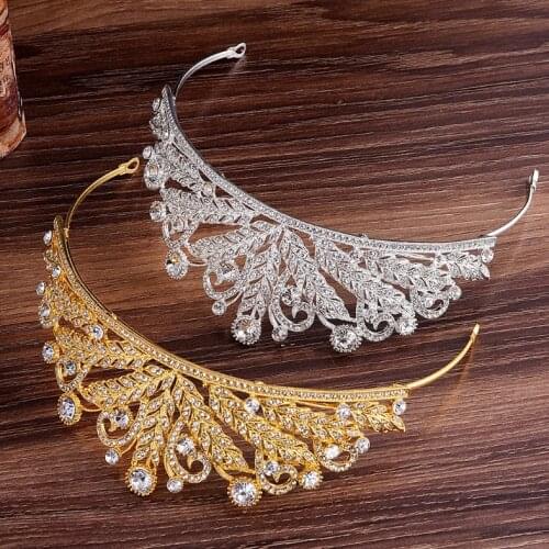 2020 New Arrival Luxury Baroque Gold Bride Crystal Hairbands Rhinestone Pageant Bridal Tiaras Crowns Wedding Hair Accessories