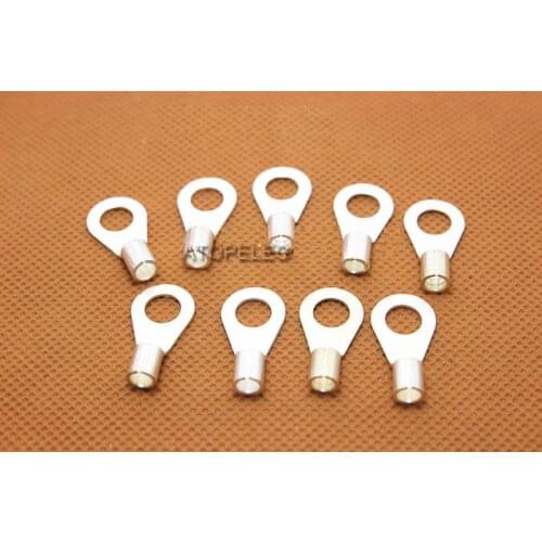 50pcs 4-6 Ring Crimp Silver Plated Brass Terminal Connector for 12AWG 11AWG Wire Aperture 6mm Hole