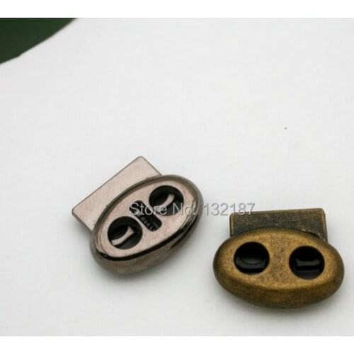 Wholesale 30pcs/lot oval metal alloy stoppers toggle cord locks Drawstring lock with two holes STP-008