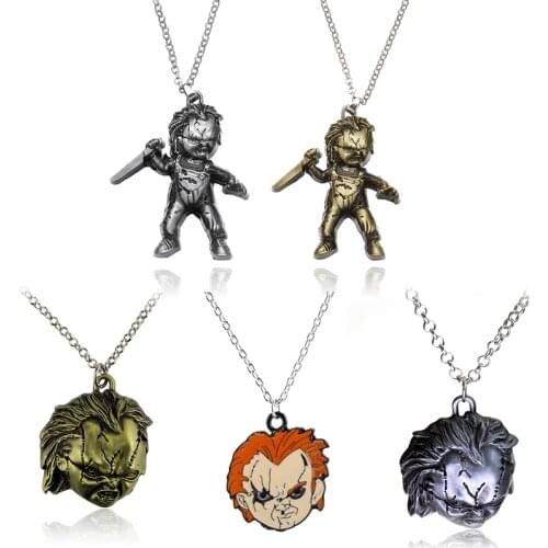 Horror Movie Seed Of Chucky Necklace Cosplay Figure Head Pendant Necklace цепочка Men Halloween Gift Dans Souvenirs