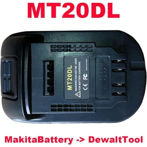Dawupine MT20DL Battery Converter Adapter For DeWalt 20V Tool Convert Makita 18V Li-ion Battery BL1830 BL1860 to DCB200