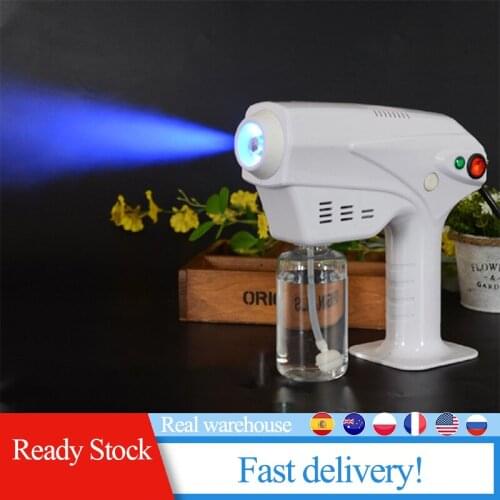 SALE 1200W Blue Light Nano Steam Gun Hair Spray Machine Ultra Fine Aerosol Water Mist Trigger Sprayer remote control sanitizador