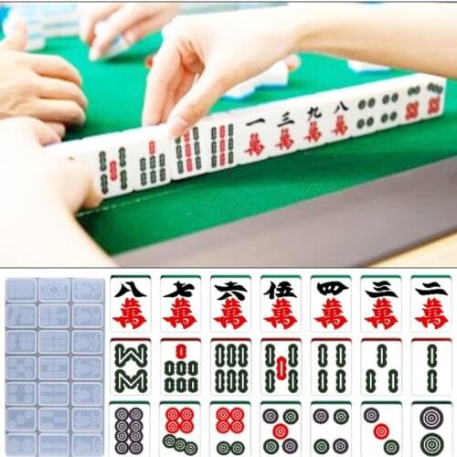 Crystal Epoxy Resin Mold Creative Mahjong Silicone Mould DIY Crafts Jewelry Tool A0NF