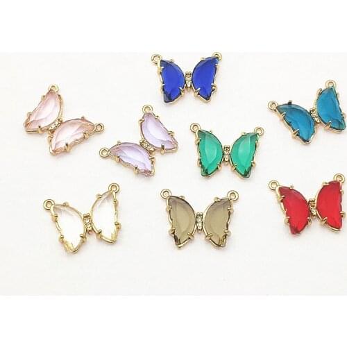 New Arrival!17x21mm 50pcs Glass Butterfly Shape Connectors for Handmade Necklace Earring DIY Parts,Jewelry Findings & Components