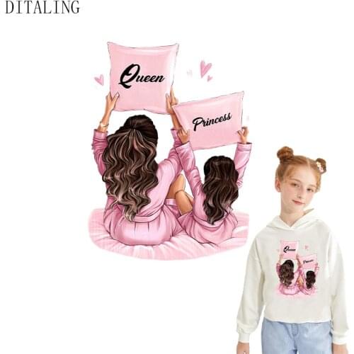 Queen And Princess Patch On Clothing Thermal Stickers On Clothes Mom Girl DIY T-Shirt Ironing Stickers Appliqued Iron On Patches