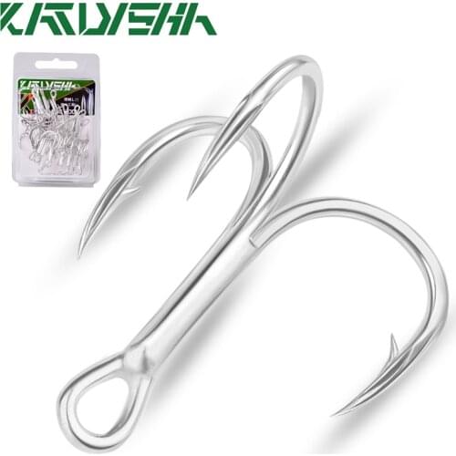 KATYUSHA 20Pcs Treble Hooks 14#-1/0# Saltwater Fishing Hooks High-Carbon Steel Fishhooks High Strength Hooks Fishing Tackle