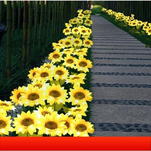 Solar Powered Sunflower Light Outdoor Solar Flower garden light For Landscape Lawn Path Lighting Decoration