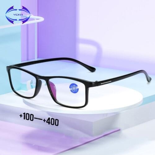 VCKA Square Reading Glasses Women Men Lightweight Transparent TR90 Elders Anti-blue light Magnifying Eyewear +1.0~+4.0