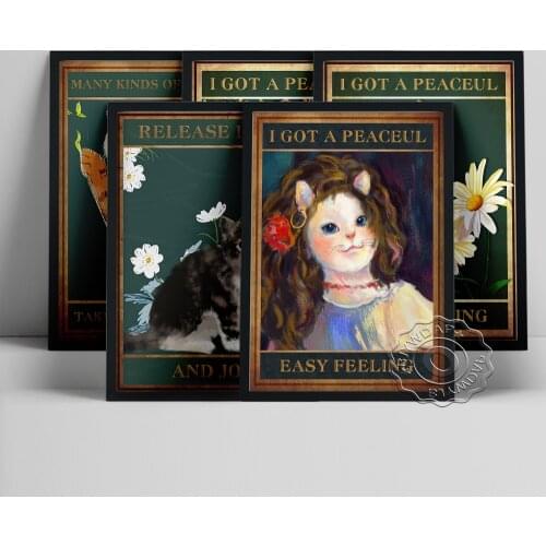 Renaissance Animal Vintage Art Prints Poster, Cat Portrait Retro Wall Hanging Canvas Painting, Kids Room Home Decor Funny Gift