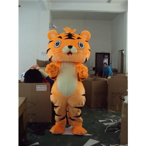 Tiger Mascot Costume Cartoon Character Yellow Orange Tiger Cosplay Carnival Outfit for Carnival Halloween Chrismas Party Events