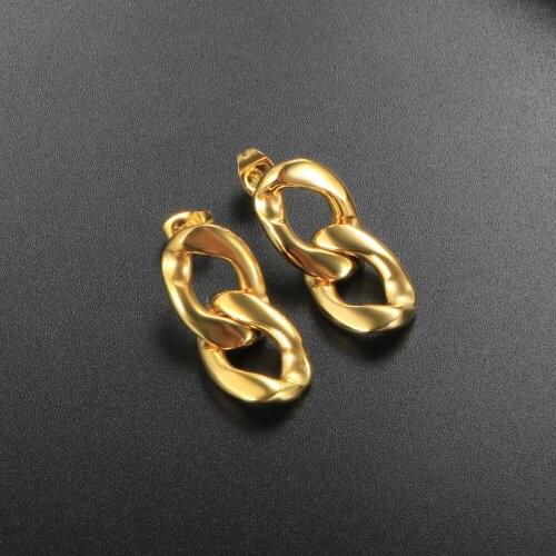 ZMFashion Thick Short Chain Earrings Stainless Steel Simple Punk Unisex Stud Earrings Tassels Jewelry Accessories For Women Men