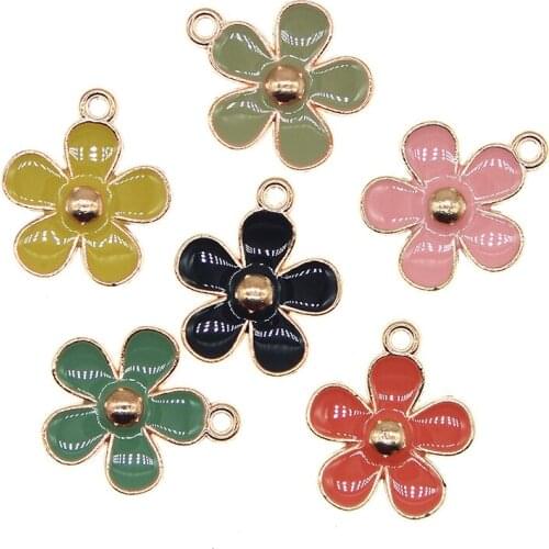 10pcs/lot 18*20mm Cute Flowers Enamel Charm Pendant For Earrings Necklace Bracelet DIY Jewelry Making Findings XL1078