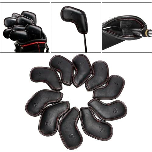 10Pcs/Pack PU Leather Golf Iron Covers Set Golf Club Head Cover Fit Most Irons, 18.5x8.5cm