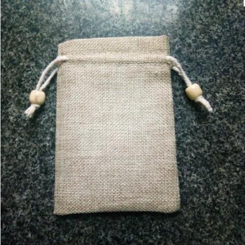 100pcs Burlap Jute Wooden Beads Gift Bags Cotton Thread Drawstring Bags Wedding/Party/Christmas/Jewelry Gift Packaging Bags 2019