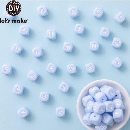 Lets Make 20pcs Baby Silicone Teether Toys Silicone Letter Beads Food Grade Silicone Beads Chewing Necklace Teething Baby Toys