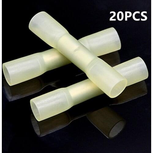 20Pcs Waterproof Insulated Heat Shrink Wire Butt Connectors Electrical Splice Cable Crimp Terminals For Marine/Auto