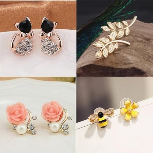2020 new fashion woman punk rock retro flower leaves earrings music earrings cat bow cherry earrings female brincos