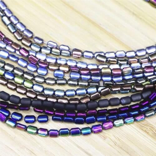 335PCS/lot Natural Silver Color Hematite Stone Cylinder Loose Spacer Beads 4x6mm DIY Bracelet for Jewelry Making 15 Inch