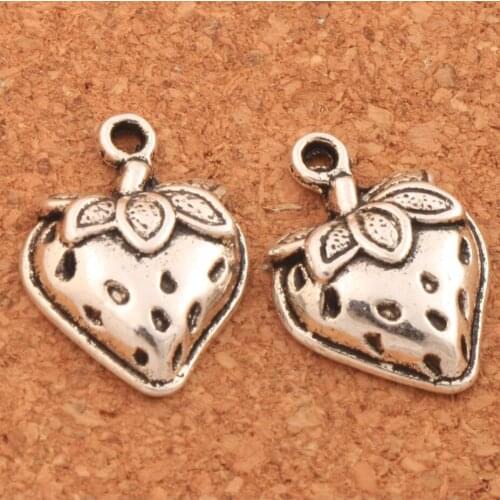 36PCS Strawberry With Leaf Spacer Charm Beads 14.5x19.8mm zinc alloy Pendants Alloy Handmade Jewelry DIY L930