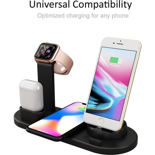 4 In 1 Wireless Charging Dock Station Mobile Phone Charger Stand for Wireless Phones iWatch Airpods