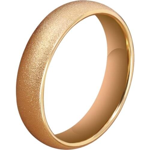 Personalized Engraved 6mm Tungsten Carbide Ring 24k Gold Plated Wedding Band