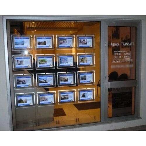 A4 Illuminated double sided acrylic panel realtor window led display included cable wire kits & drivers